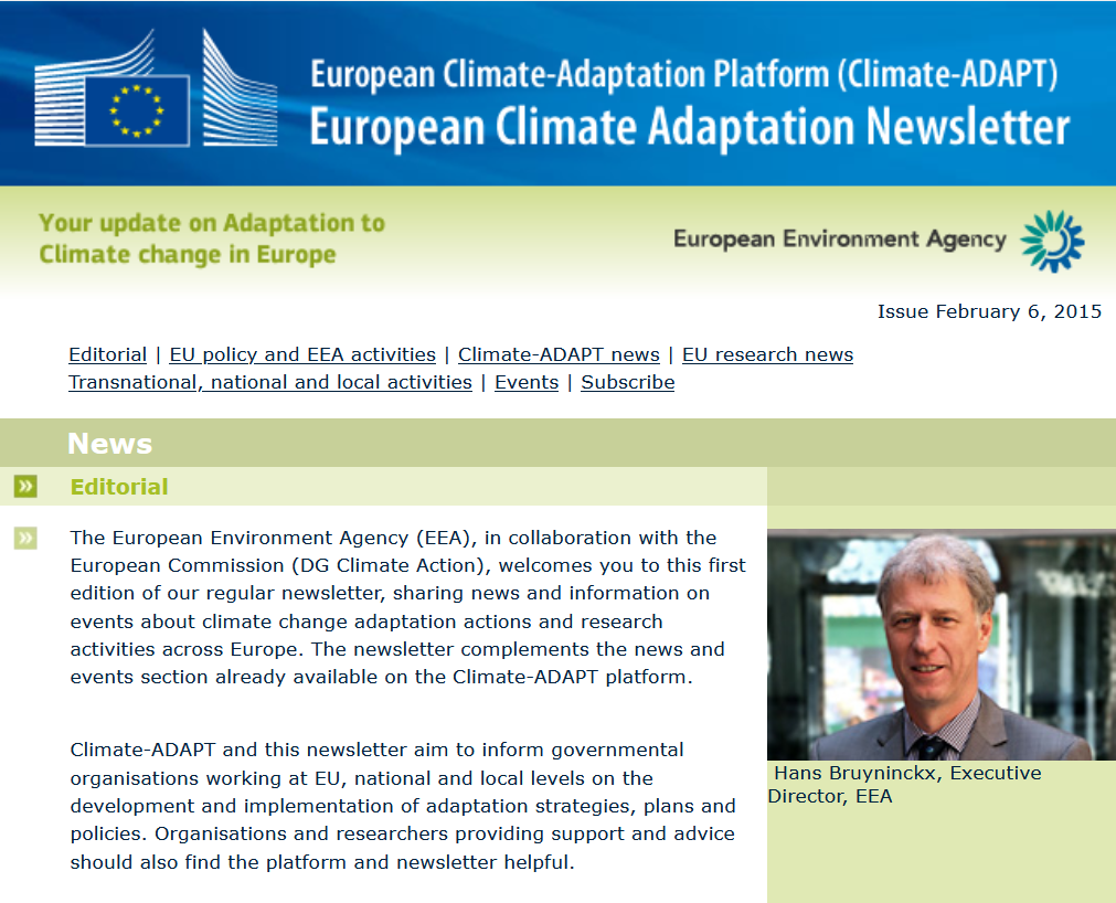 Screenshot erste Newsletter-Ausgabe ClimateAdapt