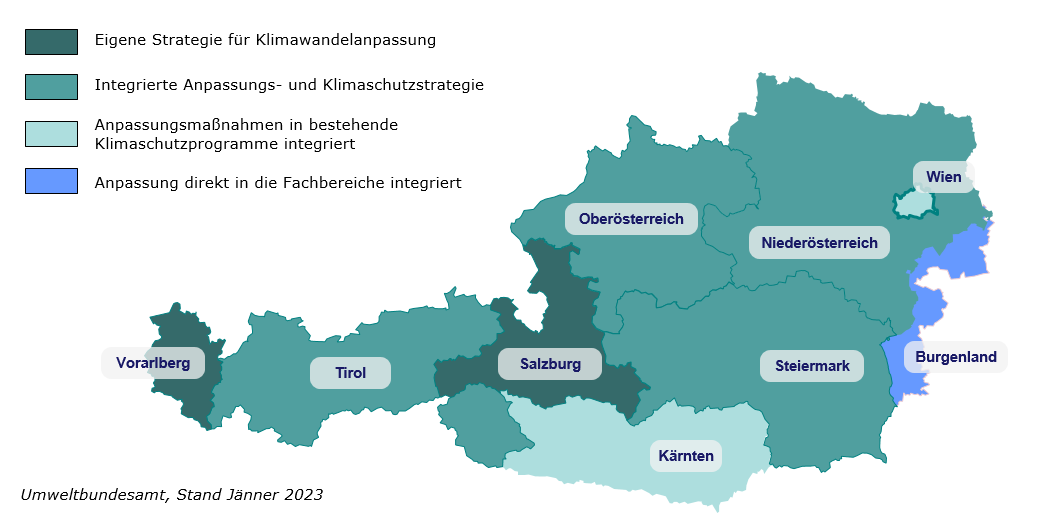Anpassungsstrategien in den Bundesländern Österreichs. Stand Jänner 2023.