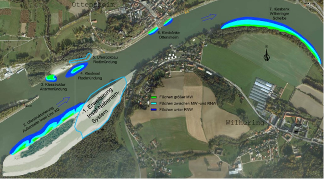 Beispiel für mögliche Maßnahmen an der Donau im Projekt IRIS